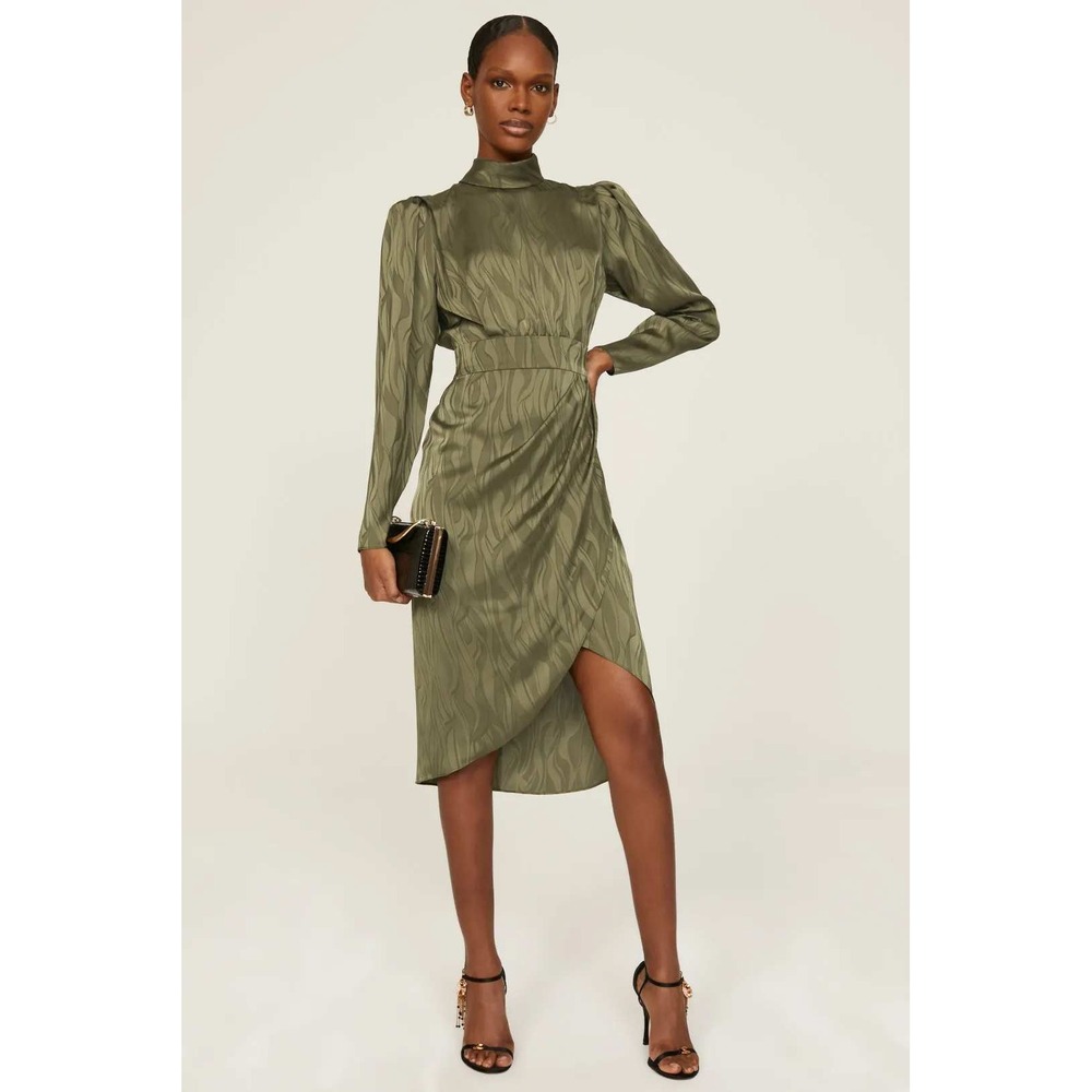 Ronny Kobo Collective Green Puff Sleeve Dress Size 4